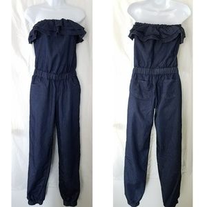 Denim Tube Top Jumpsuit